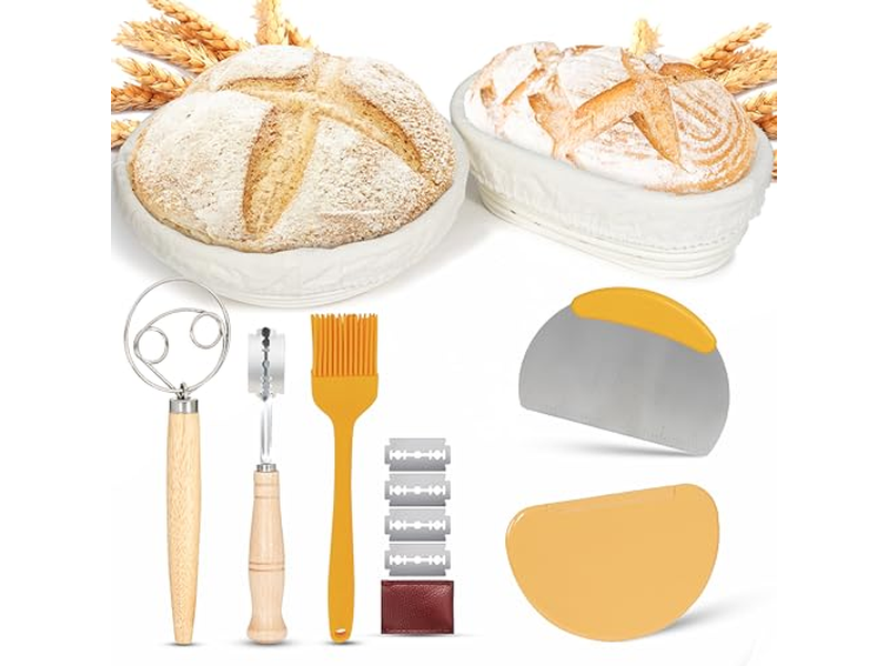 बैनेटन प्रूफिंग टोकरी गोल ब्रेड कपड़ा घरेलू रतन के साथ कवर सेट