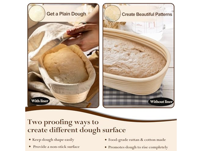 ब्रोटफॉर्म प्रूफिंग टोकरी 1 किलो 9 इंच अंडाकार बैनेटन हस्तनिर्मित कस्टम बड़ा आकार