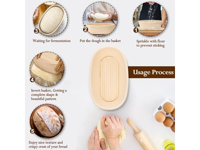 ब्रोटफॉर्म प्रूफिंग टोकरी 1 किलो 9 इंच अंडाकार बैनेटन हस्तनिर्मित कस्टम बड़ा आकार