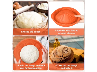 किण्वन टोकरी ब्रेड बैनेटन प्रूफिंग टोकरियाँ बैनेटन 10 इंच 2 का सेट