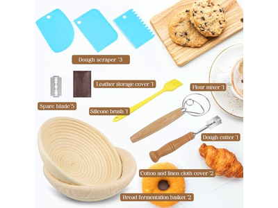 बैनेटन ब्रेड प्रूफिंग टोकरी सेट ओवल रतन गोल राइज़र बैनेटन