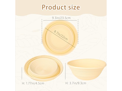 कारीगर ब्रेड के लिए बैनेटन पहली बार उपयोग 10 इंच कवर अंडाकार 8पी लाइनर