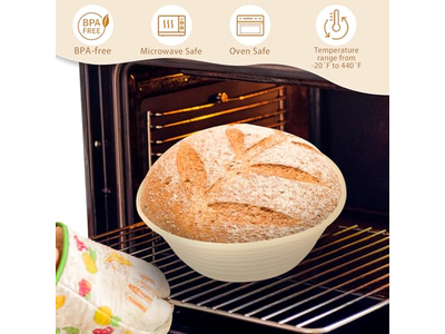 कारीगर ब्रेड के लिए बैनेटन पहली बार उपयोग 10 इंच कवर अंडाकार 8पी लाइनर