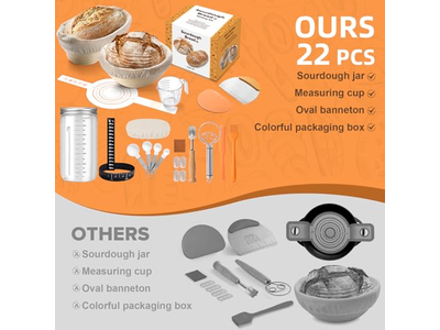 बैनेटन प्रूफिंग टोकरी बड़ी अंडाकार ब्रेड 25 सेमी 10 इंच गोल प्रीमियम किण्वन