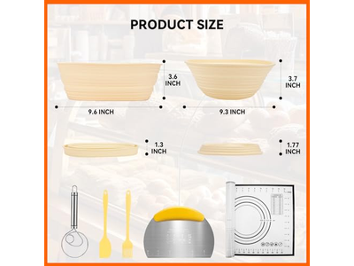 वुड पल्प बैनेटन अंडाकार ब्रेड बैनेटन गन्ना रतन लाइनर्स के साथ 9 इंच